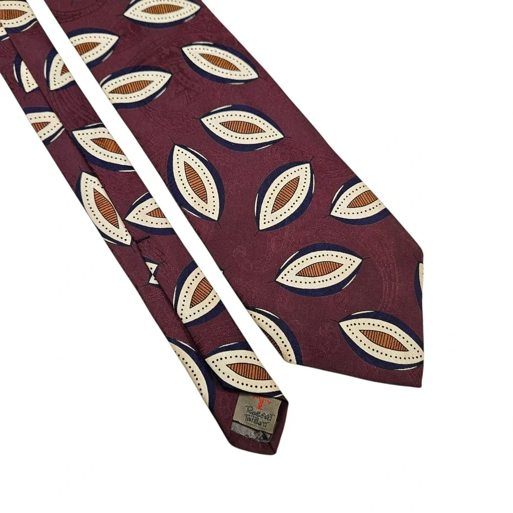 Vintage 90s Robert‎ Talbott Necktie Burgundy Silk Geometric Nordstrom Grandpa
